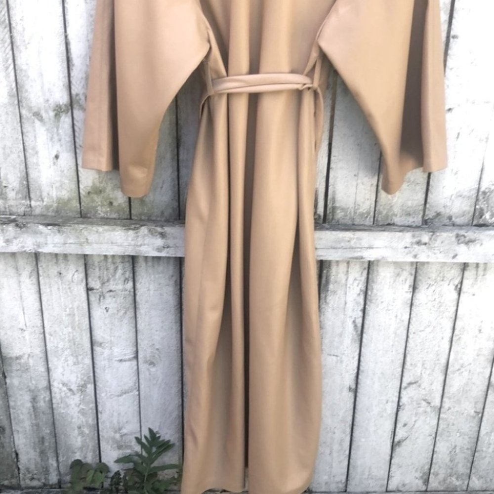 Nanushka Iben Vegan Leather Kimono Dress Pale Caramel L - Picture 9 of 11